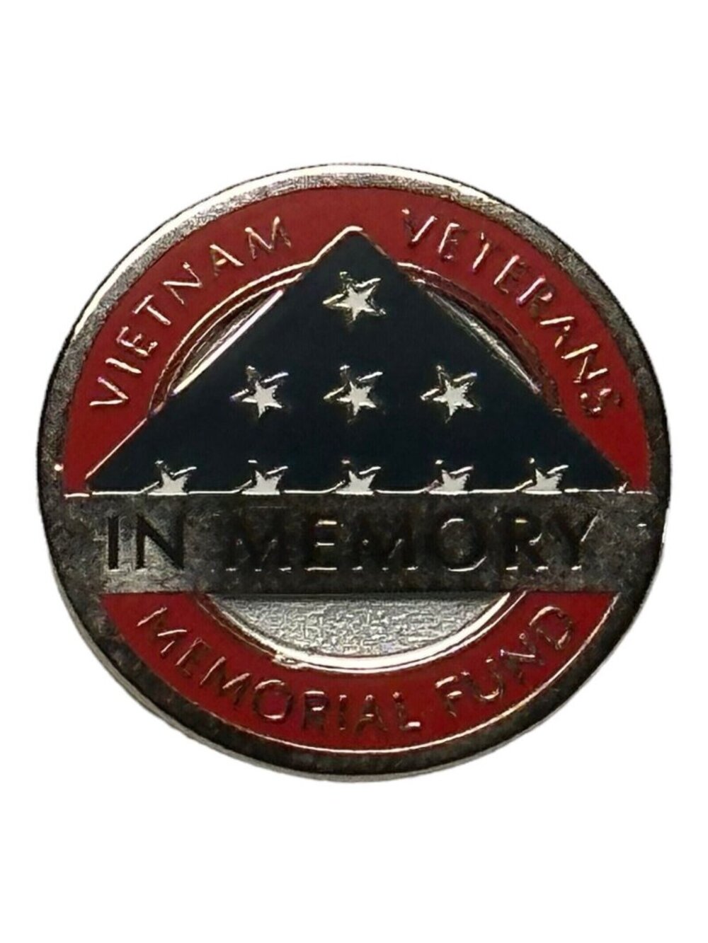 Vietnam Veterans Memorial Fund "In Memory" Round Enamel Pin Badge Red & Blue 1 I